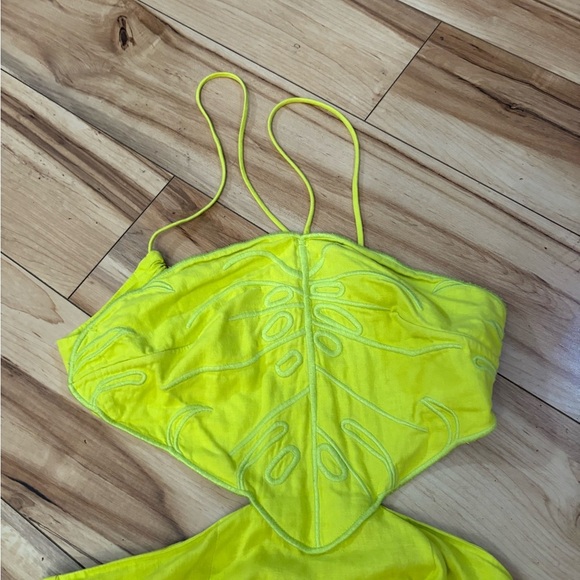 Farm Rio Mostera Embroidered Cut Out Linen Blend Midi Dress - Picture 3 of 9